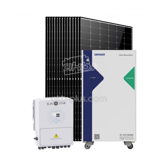 Солнечная электростанция 5,5кВт (SUNSYNK 5,5кВт/ LiFePO4 15,36кВт/ 14x DMEGC 450Вт) - купить